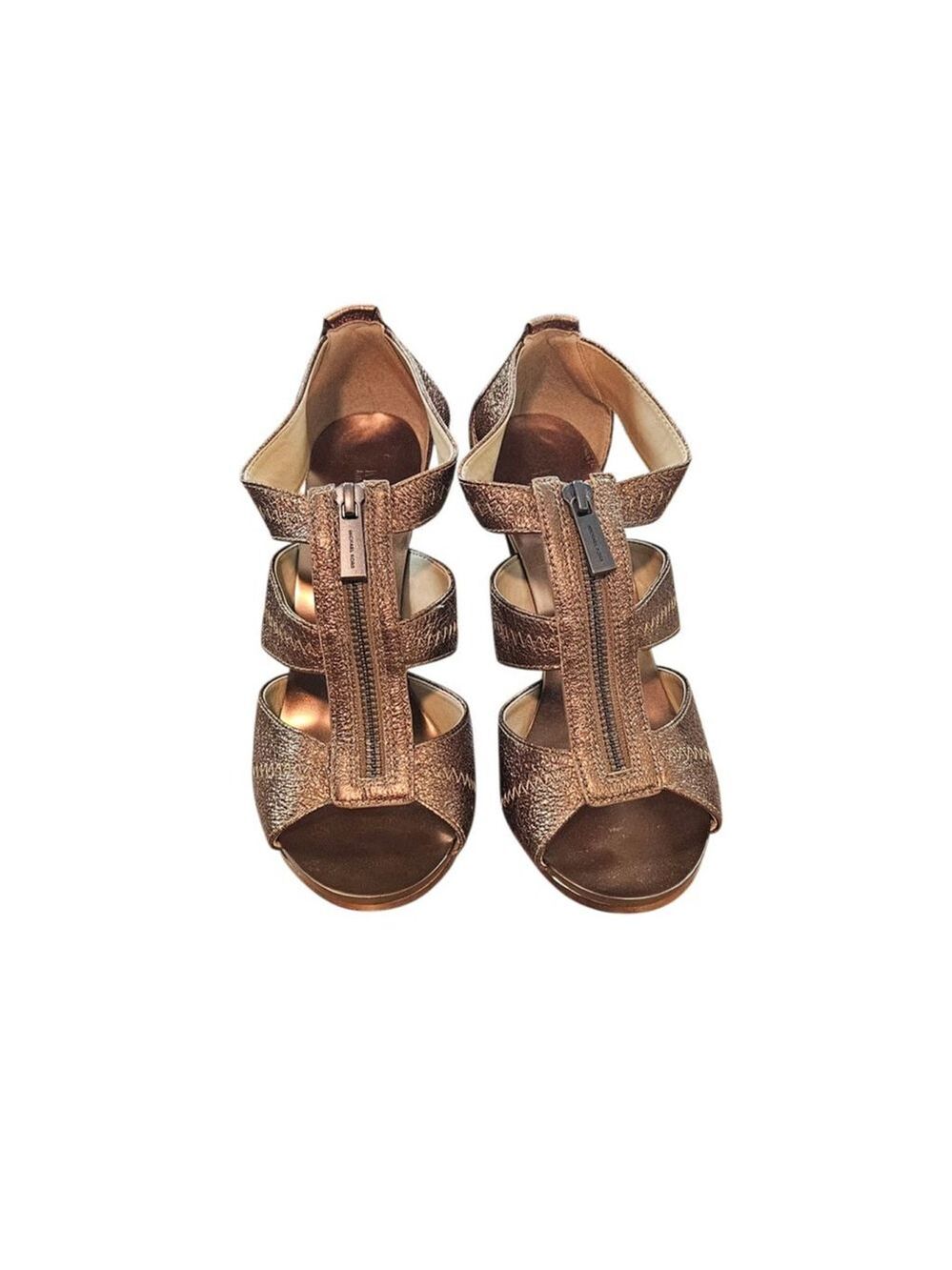 Michael Kors Bronze Metallic Zipper Heels - Picture 7 of 16